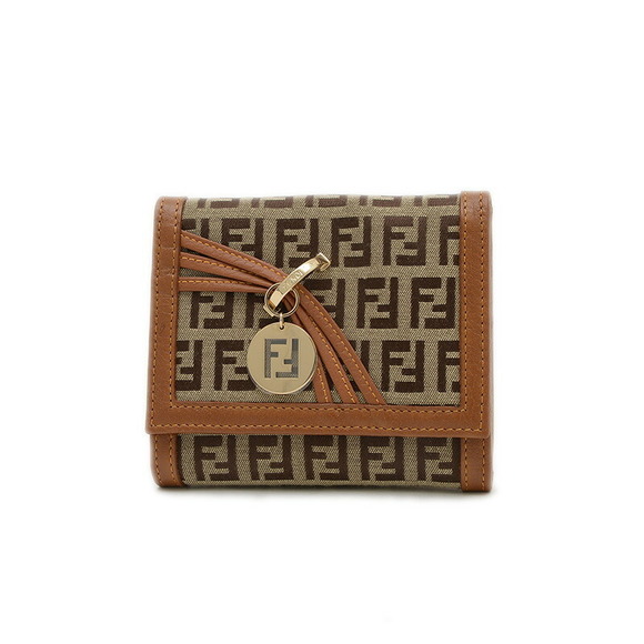 Fendi Beige Leather Brown Wallet Zucchino - Picture 1 of 7
